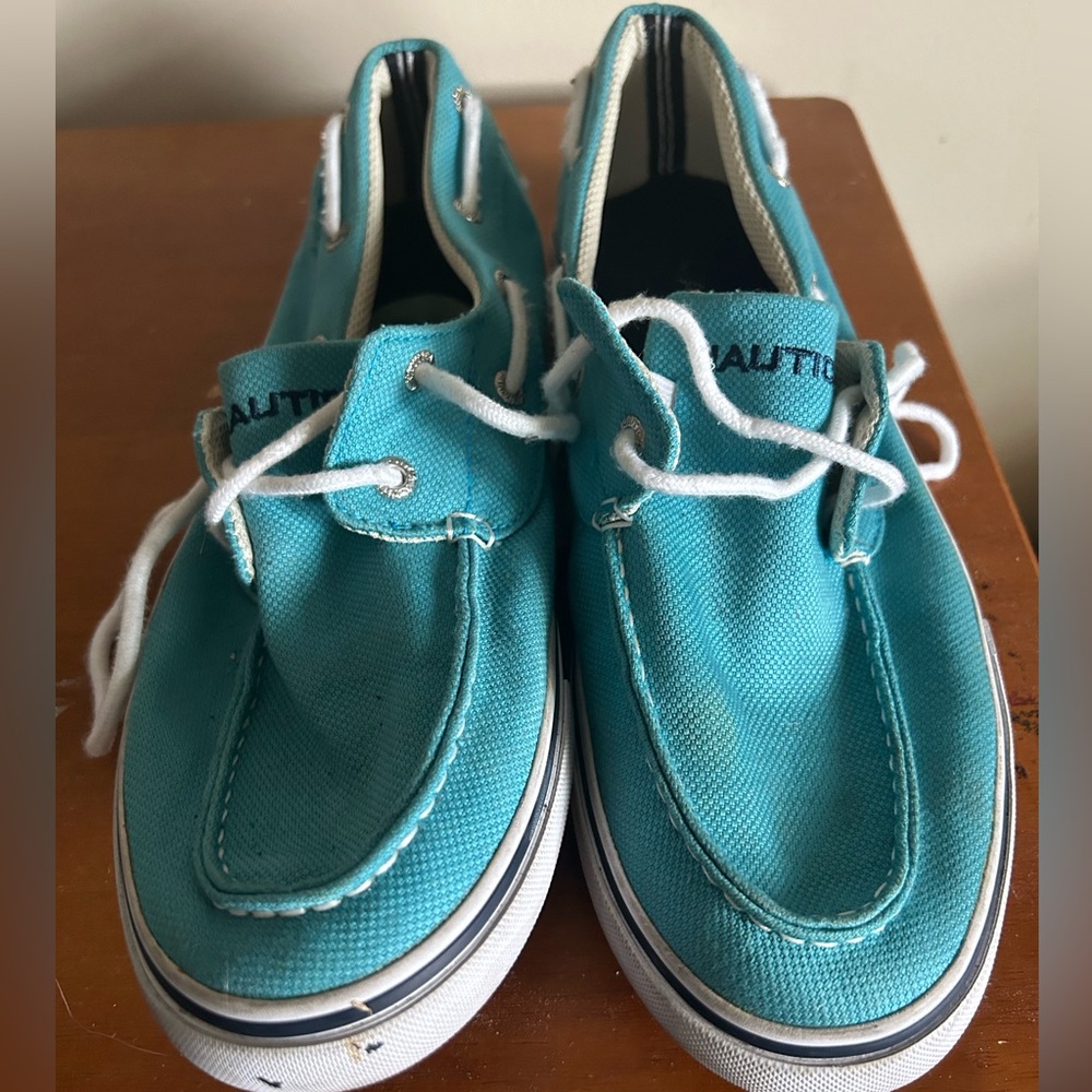 Turquoise Boat Sneakers